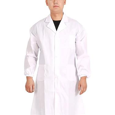 Imagem de Naroote "Jaleco de Laboratório Profissional de Manga Comprida de Algodão Macio Fácil de Usar para Hospitais Jaleco odontológico" (S)