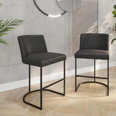 Imagem de Kit Jogo 2 Cadeiras Banquetas Moderna Cozinha Metal Bancada Balcão Áre