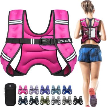Imagem de BAGAIL Colete pesado, 2,3 kg/3,6 kg/4,5 kg/5,4 kg/6,8 kg/9,1 kg/11,3 kg/13,6 kg colete de peso com bolsa removível para telefone, colete de corrida para mulheres, homens, caminhada, perda de peso