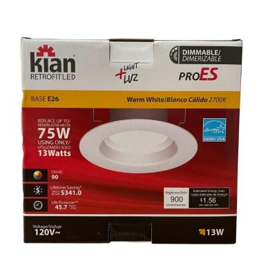 Imagem de Luminária LED Kian Retrofit PRO ES 13W 900lm 2700K Branco Quente Base E26 Dimerizável 120V