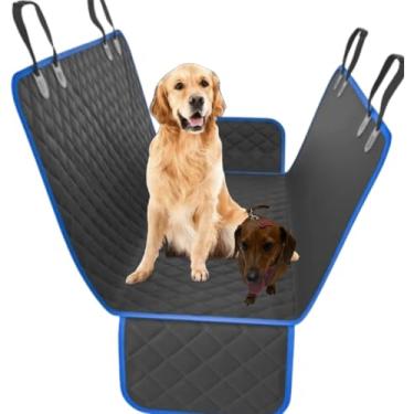 Imagem de Capa Protetora Pet 4 em 1 para Carro, Impermeável, Anti-deslizante, Banco Traseiro, Preto com Azul, Resistente à Sujeira e Desgaste, Fácil de Limpar