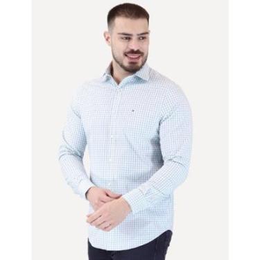Imagem de Camisa Tommy Hilfiger Masculina Regular Wrinkle Free Verde Claro-Masculino
