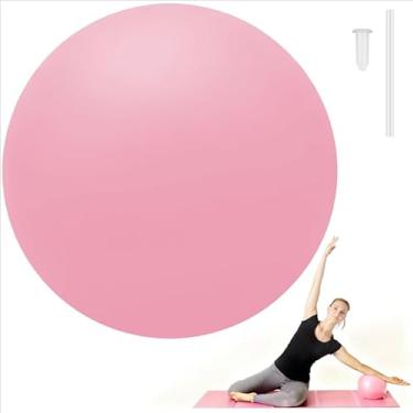 Imagem de Bola de Pilates pequena de 22 cm, mini bola de ioga, bolas de treino para estabilidade, barra, fitness, flexão, treinamento central, melhora o equilíbrio (rosa claro)