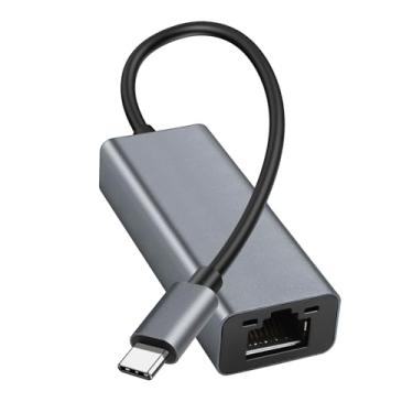 Imagem de Adaptador USB C para Ethernet, adaptador USB-C para RJ45 Gigabit Ethernet, hub de rede portátil de 1 Gigabit, 10/100/1000 Mbps compatível com MacBook Pro/Air, Dell XPS, iPad Pro