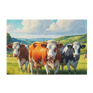 Imagem de Burbuja Beautifull Cows Tapete de Banho, Extra Macio Absorvente Tapete de Banheiro com Base Antiderrapante para Banheiro, Banheira, Chuveiro, 41 x 61 cm