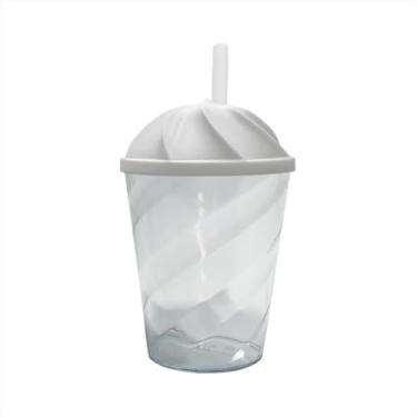 Imagem de Kit 5 Unidades Copos Twister Acrílico 300ml Com Tampa Chantily E Canudo Lembrancinha Festa (Branca)
