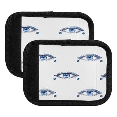 Imagem de Qilmy Beautiful Blue Tribe Eye Bagagem Handle Wrap Pacote com 4 Identificadores de Bagagem Tag Comfort Handle Grips Capa para Carrinho de Viagem Bolsa Mala Avião Acessórios de Viagem 840