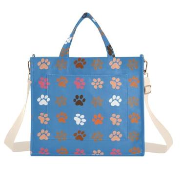 Imagem de Burbuja Sacola feminina com estampa de pata colorida, bolsa tiracolo de veludo cotelê para compras, trabalho, viagens, C266, Small