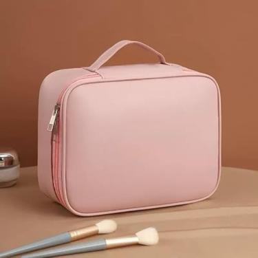 Imagem de Bolsa de Maquiagem 3 em 1 Necessaire Organizadora Profissional – Grande Capacidade e Multifuncional(Rosa)