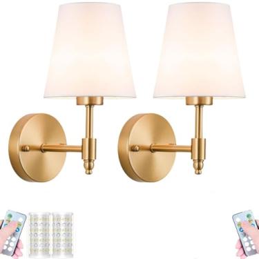 Imagem de Luminária de parede LED com braço giratório, funciona a bateria (sem necessidade de ligação à rede elétrica), com controle remoto, luz de leitura ajustável, braço giratório, iluminação de br