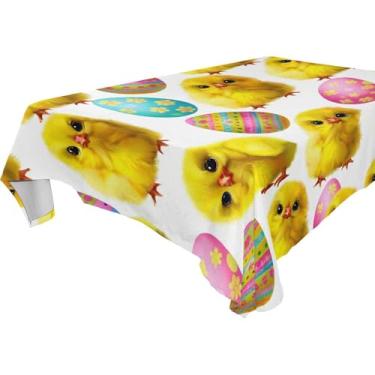 Imagem de Burbuja Linda toalha de mesa para pintinho de Páscoa, toalha de mesa retangular, anti-rugas, grossa para decoração de jantar, cozinha, festa, 152 x 274 cm