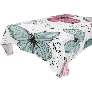 Imagem de Burbuja Toalha de mesa borboletas, toalha de mesa quadrada, anti-rugas, grossa para decoração de jantar, cozinha, festa, 152 x 152 cm