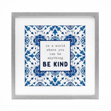 Imagem de Stupell Industries Estampado Be Kind Encouragement Impressão emoldurada preta sob vidro, design por Lettered and Lined, 40,6 x 40,6 cm