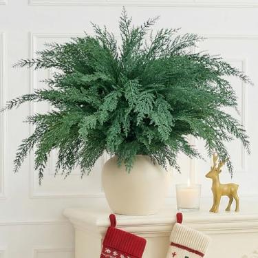 Imagem de NUTIKAS Hastes de cipreste de Natal para vasos de cedro - toque real, realista, artificial, vegetação sintética, enchimentos de ramos de pinheiro e decoração de casa de fim de ano, 45,7 cm de