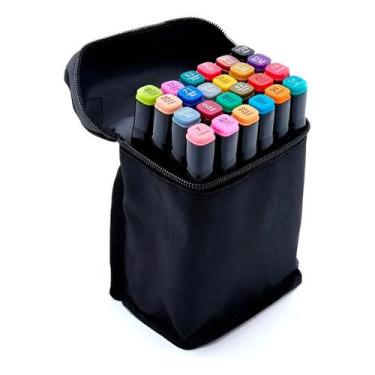 Imagem de Kit Estojo 24 Canetinhas Ponta Desenho, Escolar, Escritório - clickste