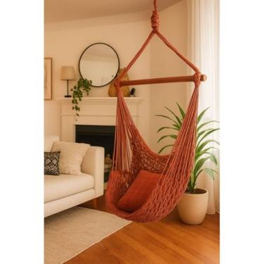 Imagem de Rede Para Cadeira de BalançO, Estilo Suspenso ReforçAdo Com Tecido, Adequada Para Salas de Estar, Varandas e PáTios(Terracota (TC))