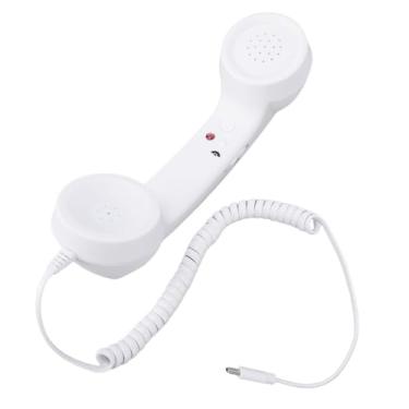Imagem de ASHATA Aparelho de Telefone de 3,5 Mm, Receptor de Telefone Celular Com Fio Tipo C Com Alto-falante de Microfone, Controle de Volume, Receptor de Telefone Clássico para Conferência de (Branco)