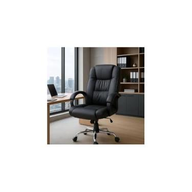 Imagem de Cadeira Executiva de Escritório, Preta, Encosto Reclinável 90°-120°, Altura Ajustável 91-99cm, Espuma Alta Densidade, Malha Respirável, Base com 5 Rodízios, Suporte Lombar