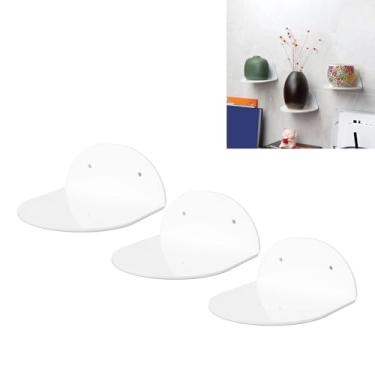 Imagem de POCREATION 3 Unidades de Prateleiras Flutuantes de Acrílico, Suporte de Exposição para Alto-falantes Montados na Parede Com Design, para Câmera de Bebê, Pequeno Despertador e Decoração de (Branca)