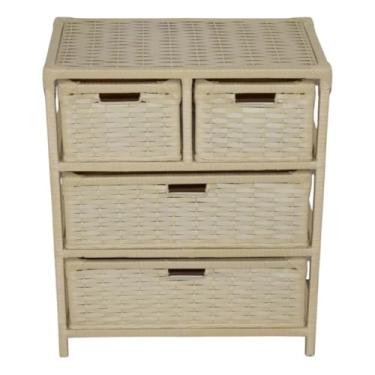 Imagem de Gaveteiro Sintético Organizador Artesanal 4 Gavetas 58x34x65(Palha)