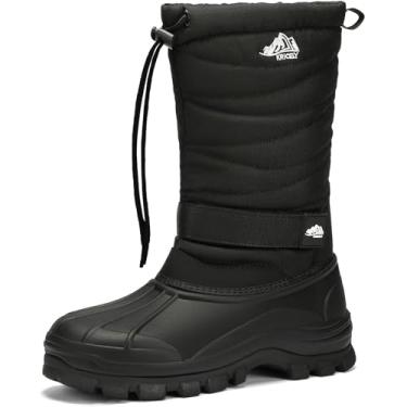 Imagem de Kricely Botas de neve masculinas impermeáveis antiderrapantes para caminhadas ao ar livre, atléticas, botas de pele quente, confortável, causual, para clima frio, Preto, 40