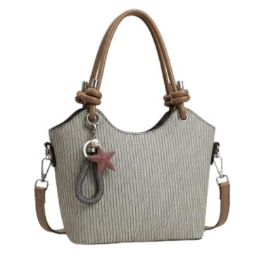 Imagem de Bolsa Feminina Transversal Couro Sintético 2 Alças Moderna Social Luxuosa ALWY (Cinza)