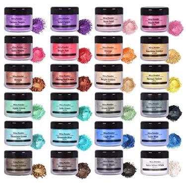 Imagem de Mica Pigmento de Pérola Brilho Efeito Epóxi Resina Cor Pigmento Tingimento Cosmético Grau para Maquiagem, Joias de Resina Coloridas, Slime, Pintura, Coloração de Sabão, Arte de Unhas