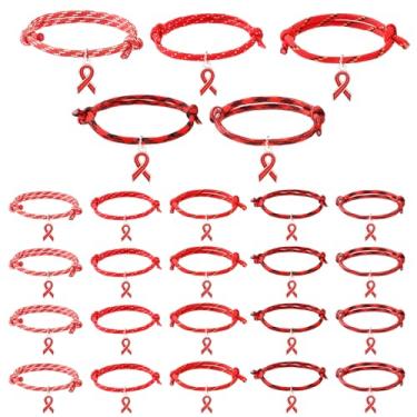Imagem de Tondiamo Pulseiras de fita vermelha para conscientização livre de drogas a granel para atividades educativas escolares antidrogas, 4.72-11.02 inch/ 12-28 cm, paracord, Sem Pedra Preciosa