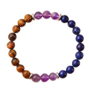 Imagem de Pulseiras elásticas com contas para mulheres, lápis-lazúli, para força, espiritualidade, feitas à mão, contas de cristal natural, joias, One Size, Pedra, Sem Pedra Preciosa