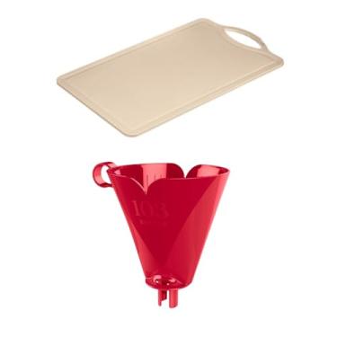Imagem de Conjunto de 1 Suporte para Filtro de Café 103 Vermelho + 1 Tábua de Cozinha Multiuso Pequena Cinza