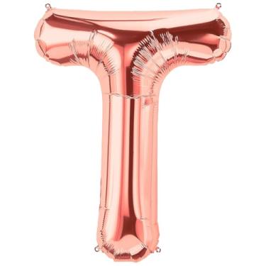 Imagem de Balão Mylar T Rose Gold Letra 86 cm - Decoração de festa - 1 peça