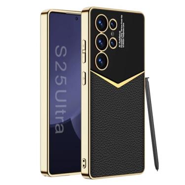 Imagem de LYJSMGZ Capa magnética para Samsung Galaxy S25 Ultra/S25 Plus/S25, proteção de câmera com tudo incluído, à prova de choque, galvanização, moldura macia, capa de couro, preta, S25 Ultra