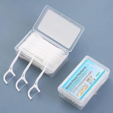 Imagem de Fio Dental com Haste 2 em 1 Kit com 50 Unidades Portáteis para Limpeza Bucal Profunda Antideslizantes e Higiênicas Ideal para Viagens e Uso Diário Premium