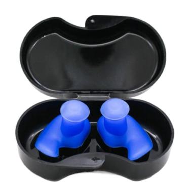 Imagem de Protetores Auriculares de Silicone Mergulho Natação Banho Reutilizáveis e À Prova D’Água Leve e Fácil de Transportar Adequado para a Praia e Piscina(Azul)