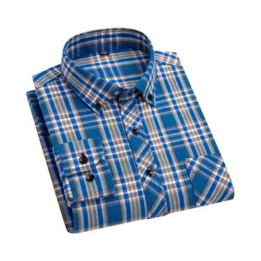 Imagem de Camisa Masculina plus Size 7XL 8XL De Algodão Xadrez Manga Longa Casua