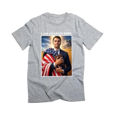 Imagem de Camiseta Unissex Charlie Kirk Patriótica Cristã Jesus Estilo Americano
