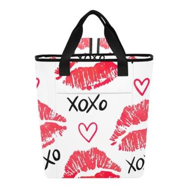 Imagem de Joitme Bolsa térmica vermelha branca para batom Kisses com 36 latas, bolsa térmica macia para mulheres e viagens