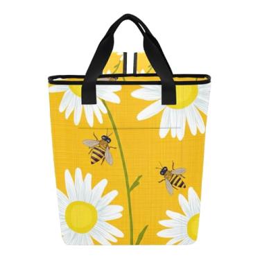 Imagem de Joitme White Daisies Bees Lancheiras amarelas térmicas térmicas 36 latas mochila de praia para mulheres 35 x 15 x 40 cm