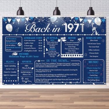 Imagem de Back in 1971 Banner de parede grande, estilo retrô, feliz aniversário de 55 anos, casamento, 55 anos, reunião de classe, pôster de fundo para homens e mulheres, artigos de decoração de festa