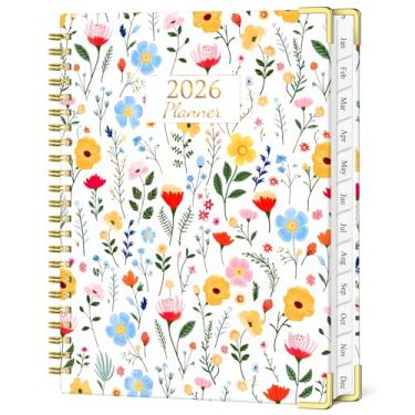 Imagem de Agenda 2026 semanal e mensal, janeiro de 2026 a dezembro de 2026, agenda de 16,5 x 22,4 cm com abas, agenda de capa dura com encadernação em espiral, branco