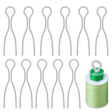 Imagem de 50 peças de suportes de linha de bobina de costura, linha de costura e organizador de bobinas, acessórios e suprimentos para artesanato bordado grampos de carretel de plástico organizadores de