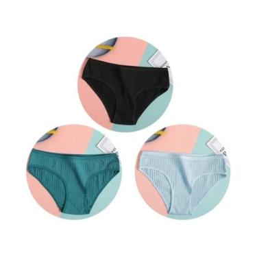 Imagem de Conjunto De 3 Calcinhas De Algodão Femininas De Cintura Baixa, Roupa Í