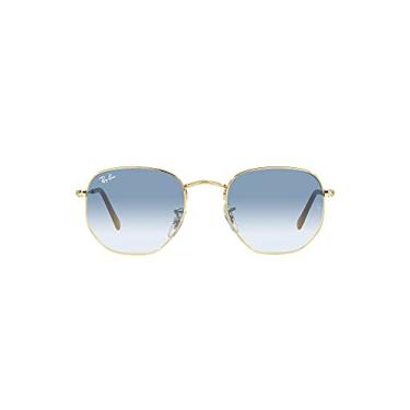 Imagem de Óculos de Sol Ray-Ban Hexagonal 0RB3548 001/3F Tam 51 / Ouro - Lentes Azul Gradiente