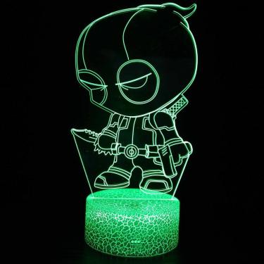 Imagem de Luz noturna LED 3D Deadpool que muda de cor para crianças