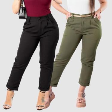 Imagem de Kit 2 Calça Feminina Mom Alfaiataria Skinny Barra Italiana - SWISS BOU