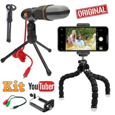 Imagem de Kit Youtuber Microfone Condensador Mesa Profissional Pc Câmera Celular