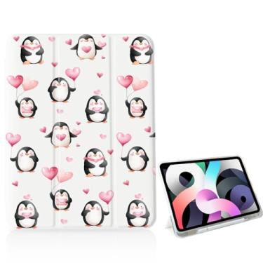 Imagem de Capa feminina fofa com pinguim rosa do amor para iPad A16 11ª e 11 polegadas 2025/iPad 10ª geração 10,9 polegadas 2022, [suporte para lápis + hibernar/despertar automático], capa inteligente traseira