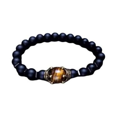 Imagem de Pulseira De Charme Masculina Em Pedra Natural Olho De Tigre Lava Lápis