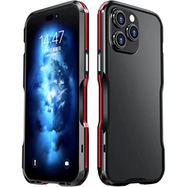 Imagem de KAPPDE Capa de metal para iPhone 14 Pro, moldura de alumínio à prova de choque e resistente a quedas capa protetora rígida fina para iPhone 14 Pro 5G 2022 (Cor: Vermelho)