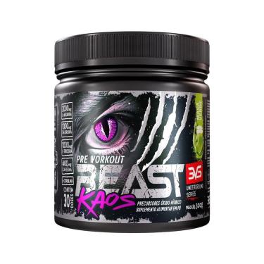 Imagem de PréTreino BEAST KAOS 300g Extra Forte com Citrulina,BetaAlanina,Cafeína,Arginina,Taurina e Tirosina-Unissex